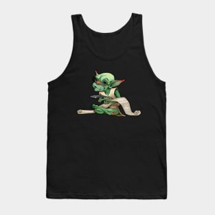 Goblin Scribe with Quill, Scroll, and Glasses Tank Top